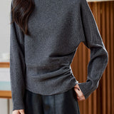 Casual Minimalist Off-the-Shoulder Pullover Knitted Top