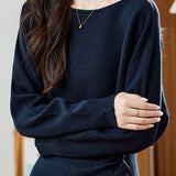 Casual Minimalist Off-the-Shoulder Pullover Knitted Top