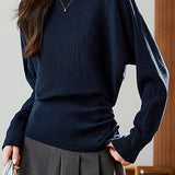Casual Minimalist Off-the-Shoulder Pullover Knitted Top