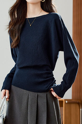 Casual Minimalist Off-the-Shoulder Pullover Knitted Top