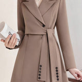 Casual Commuter Designer Belted Blazer Dress