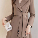 Casual Commuter Designer Belted Blazer Dress
