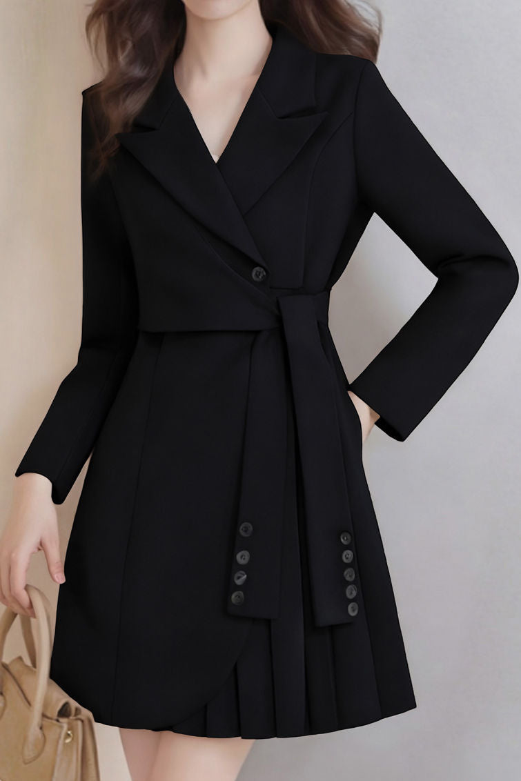 Casual Commuter Designer Belted Blazer Dress