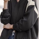 Casual Minimalist Daily Color-Block Baseball Jacket