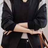 Casual Minimalist Daily Color-Block Baseball Jacket
