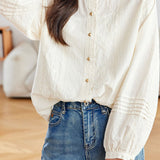 French Elegant Commuter Pure Cotton Jacquard Shirt