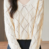Exquisite Crochet Casual V-Neck Knitted Top