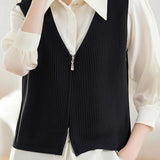Casual Commuter Layering V-Neck Knitted Vest