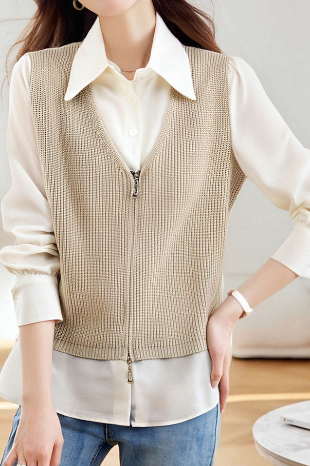 Casual Commuter Layering V-Neck Knitted Vest