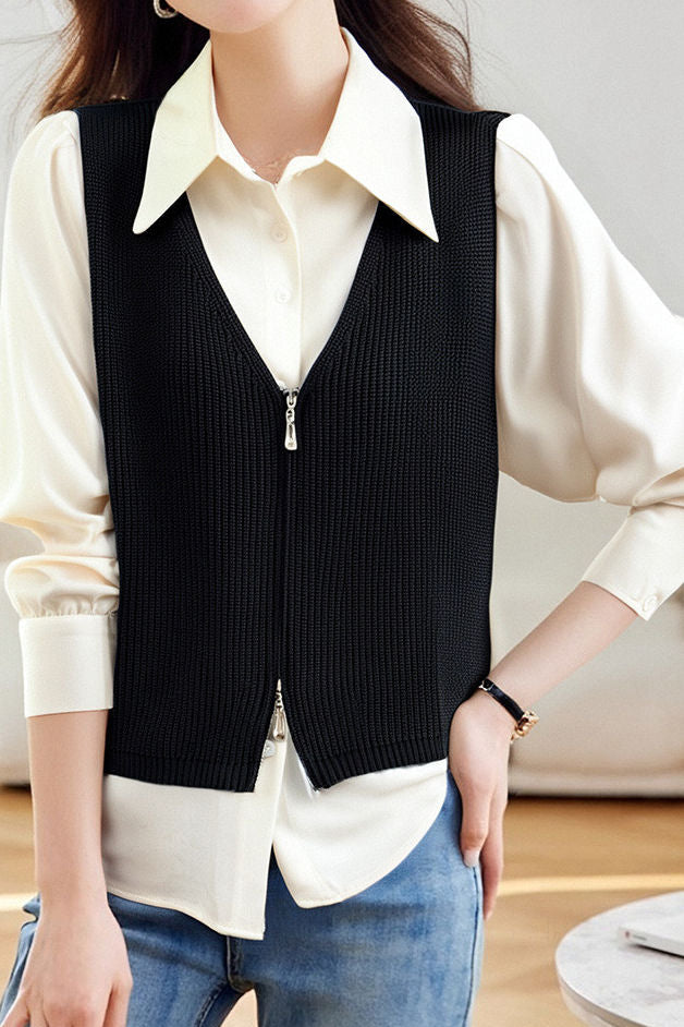 Casual Commuter Layering V-Neck Knitted Vest
