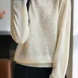 Casual Lace Jacquard Patchwork Knitted Top