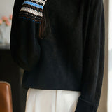 Casual Lace Jacquard Patchwork Knitted Top