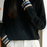 Casual Lace Jacquard Patchwork Knitted Top