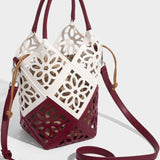 Hollow-Out Drawstring Convertible Shoulder Crossbody Handbag