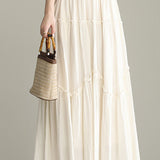 Daily Solid-Color Ruffle Patchwork Midi Skirt