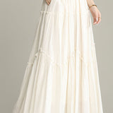 Daily Solid-Color Ruffle Patchwork Midi Skirt