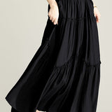 Daily Solid-Color Ruffle Patchwork Midi Skirt