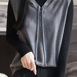 Casual Versatile Belted Hooded Knitted Vest