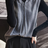Casual Versatile Belted Hooded Knitted Vest