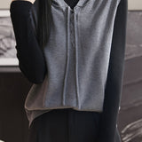 Casual Versatile Belted Hooded Knitted Vest