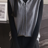 Casual Versatile Belted Hooded Knitted Vest