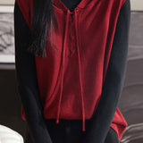 Casual Versatile Belted Hooded Knitted Vest