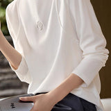 Casual Minimalist Embossed Pattern Pullover Base Layer Top