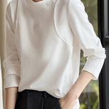 Casual Minimalist Embossed Pattern Pullover Base Layer Top