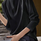 Casual Minimalist Embossed Pattern Pullover Base Layer Top