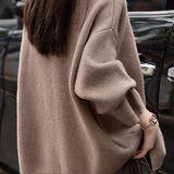 Casual Lazy V-Neck Denim Buckle Knitted Cardigan