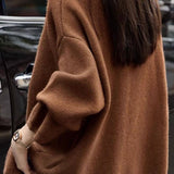 Casual Lazy V-Neck Denim Buckle Knitted Cardigan