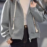 Casual Cropped Fleece-Lined Versatile Jacket