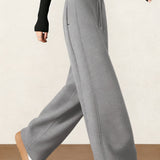 Casual Versatile Color-Block Wide-Leg Sweatpants