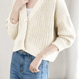 Casual Daily Single-Buckle V-Neck Knitted Cardigan