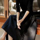 Elegant Textured Patchwork Knitted Dress