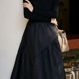 Elegant Textured Patchwork Knitted Dress