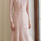 Elegant Solid-Color Waist-Cinched Mermaid Hem Dress