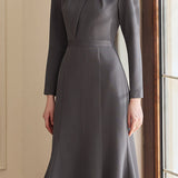 Elegant Solid-Color Waist-Cinched Mermaid Hem Dress