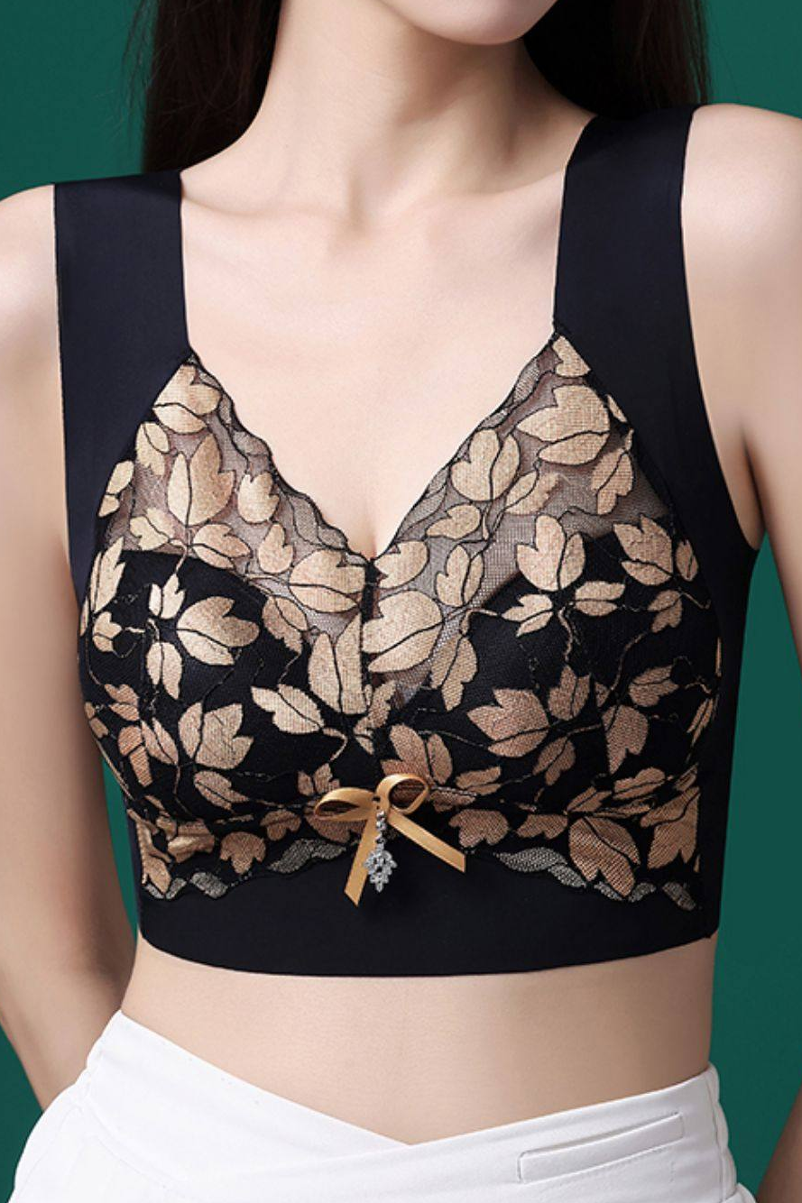Elegant Comfortable Wire-Free Leaf Lace Bralette - liwisi