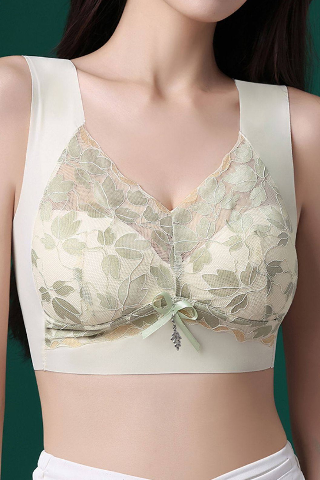 Elegant Comfortable Wire-Free Leaf Lace Bralette - liwisi