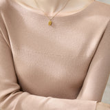 Casual Comfortable Off-the-Shoulder Fine Ribbed Knitted Top