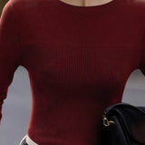 Casual Comfortable Off-the-Shoulder Fine Ribbed Knitted Top