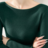 Casual Comfortable Off-the-Shoulder Fine Ribbed Knitted Top