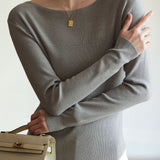 Casual Comfortable Off-the-Shoulder Fine Ribbed Knitted Top
