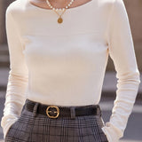 Casual Comfortable Off-the-Shoulder Fine Ribbed Knitted Top