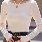 Casual Comfortable Off-the-Shoulder Fine Ribbed Knitted Top