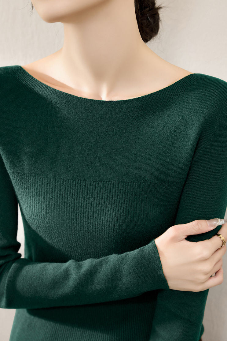 Casual Comfortable Off-the-Shoulder Fine Ribbed Knitted Top