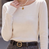 Casual Comfortable Off-the-Shoulder Fine Ribbed Knitted Top