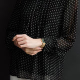 Casual Elegant Stand Collar Polka Dot Floral Chiffon Blouse