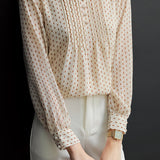 Casual Elegant Stand Collar Polka Dot Floral Chiffon Blouse